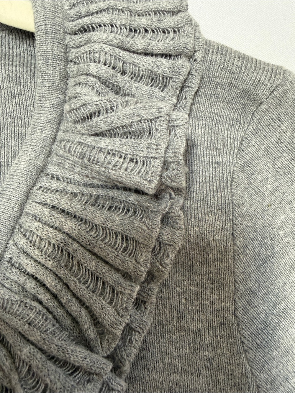 Talbots Gray Ruffle V-Neck Cardigan - Picture 12 of 12